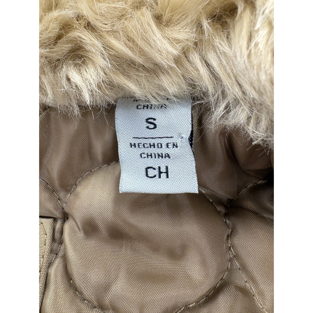 NWT Levis Lined Hooded Tan Quilted Parka Jacket Women's Small - Picture 4 of 16